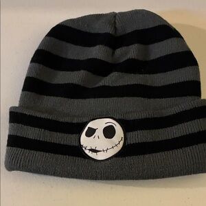 Striped Beanie with Skull Design